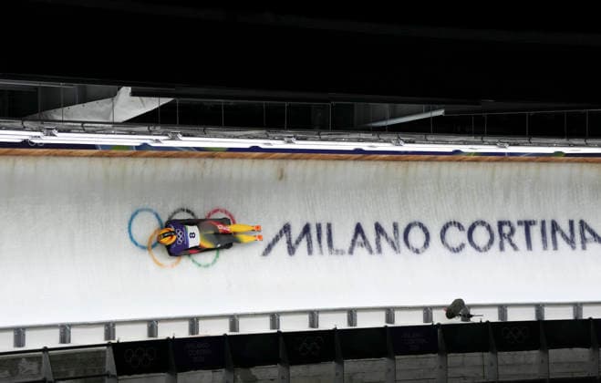 (260215) -- CORTINA D AMPEZZO, Feb. 15, 2026 -- Susanne Kreher of Germany competes during the skeleton women s heat at the Milan-Cortina 2026 Olympic Winter games, Winterspiele,Spiele, Summer games in Cortina, Italy, Feb. 14, 2026. ) (MICO2026)ITALY-CORTINA D AMPEZZO-OLYMPIC WINTER GAMES-SKELETON-WOMEN LixGang 