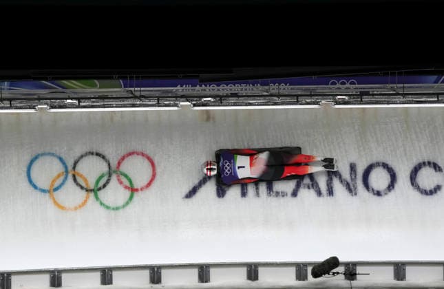 (260215) -- CORTINA D AMPEZZO, Feb. 15, 2026 -- Janine Flock of Austria competes during the skeleton women s heat at the Milan-Cortina 2026 Olympic Winter games, Winterspiele,Spiele, Summer games in Cortina, Italy, Feb. 14, 2026. ) (MICO2026)ITALY-CORTINA D AMPEZZO-OLYMPIC WINTER GAMES-SKELETON-WOMEN LixGang 