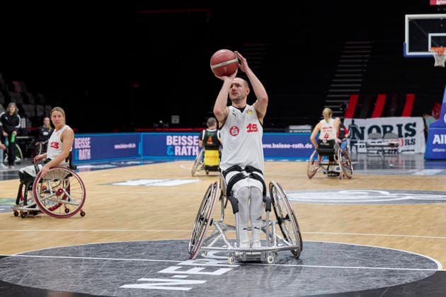 Nuremberg Falcons vs Allianz Rollers Ulm, Wheelchair Basketball, 2 Wheelchair Basketball Bundesliga, Division A, RBBL2 Div A 25 26, Nuremberg, KIA Metropol Arena, 15 Andre Hopp Nuremberg Falcons RBBL2, Nuremberg Falcons vs Allianz Rollers Ulm Nuremberg KIA Metropol Arena Bayern Germany Copyright: xAmerican-Football.Network,x30nullvierxPhotographie,xGerhardxLehnerx