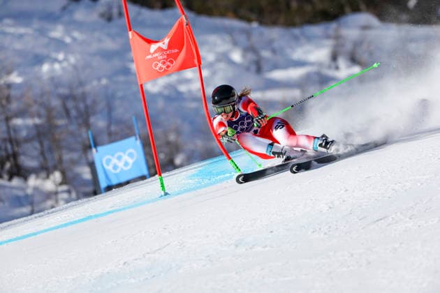 OLYMPICS - Winter Olympic Games, Olympische Spiele, Olympia, OS Milano Cortina 2026 CORTINA D AMPEZZO,ITALY,15.FEB.26 - OLYMPICS, ALPINE SKIING - Winter Olympic Games Milano Cortina 2026, giant slalom, women.. Image shows Camille Rast (SUI).  GEPAxpictures xMaticxKlansek