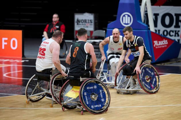 Nuremberg Falcons vs Allianz Rollers Ulm, Wheelchair Basketball, 2 Wheelchair Basketball Bundesliga, Division A, RBBL2 Div A 25 26, Nuremberg, KIA Metropol Arena, 93 Nilkas Mayer Nuremberg Falcons RBBL2, Nuremberg Falcons vs Allianz Rollers Ulm Nuremberg KIA Metropol Arena Bavaria Germany Copyright: xAmerican-Football.Network,x30nullvierxPhotographie,xGerhardxLehnerx