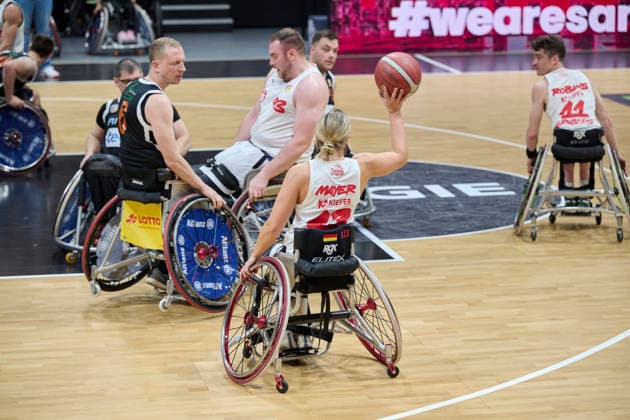 Nuremberg Falcons vs Allianz Rollers Ulm, Wheelchair Basketball, 2 Wheelchair Basketball Bundesliga, Division A, RBBL2 Div A 25 26, Nuremberg, KIA Metropol Arena, 13 Svenja Mayer Nuremberg Falcons , 93 Nilkas Mayer Nuremberg Falcons RBBL2, Nuremberg Falcons vs Allianz Rollers Ulm Nuremberg KIA Metropol Arena Bayern Germany Copyright: xAmerican-Football.Network,x30nullvierxPhotographie,xGerhardxLehnerx