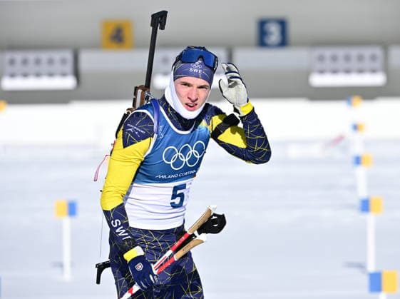 ANTERSELVA, ITALY 20260215 Sebastian Samuelsson during the shooting before the men s 12.5 km pursuit start in biathlon in Anterselva during the Winter Olympics in Milan Cortina, Italy. *** The image is included in the SPORTS PACKAGE. For others PAID IMAGE ** ANTERSELVA ITALY x10030x *** ANTERSELVA, ITALY 20260215 Sebastian Samuelsson during the shooting before the men s 12 5 km pursuit start in biathlon in Anterselva during the Winter Olympics in Milan Cortina, Italy The image is included in the SPORTS PACKAGE For others PAID IMAGE ANTERSELVA ITALY x10030x  Copyright: xJonasxEkströmer TTx 2026 OLYMPICS BIENBALL SHOOT MEN S PURSUE START