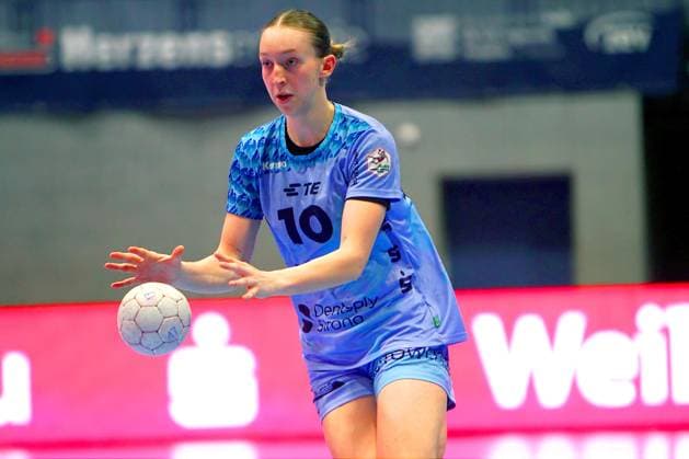Matilda Ehlert Flames Handball Women 1 Bundesliga 2025 26 BSV Sachsen Zwickau HSG Bensheim Auerbach Flames 22 37 on 14 2 2026 in the Sparkassen Arena Zwickau BSV Sachsen Zwickau HSG Bensheim Auerbach