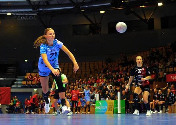Jule Polsz Flames Handball Women 1 Bundesliga 2025 26 BSV Sachsen Zwickau HSG Bensheim Auerbach Flames 22 37 on 14 2 2026 in the Sparkassen Arena Zwickau BSV Sachsen Zwickau HSG Bensheim Auerbach