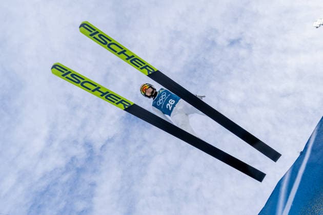 OLYMPICS - Winter Olympic Games, Olympische Spiele, Olympia, OS Milano Cortina 2026 PREDAZZO,ITALY,15.FEB.26 - OLYMPICS, NORDIC SKIING, NORDIC COMBINED, Ski jumping, Skispringen, Ski, nordisch - Winter Olympic Games Milano Cortina 2026, large hill, training. Image shows Kristjan Ilves (EST).  GEPAxpictures xOliverxLerch