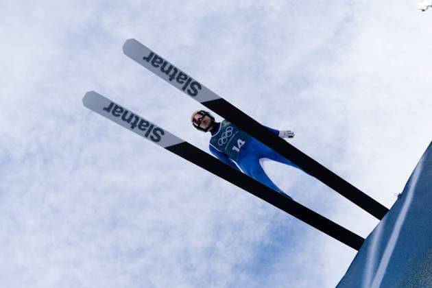 OLYMPICS - Winter Olympic Games, Olympische Spiele, Olympia, OS Milano Cortina 2026 PREDAZZO,ITALY,15.FEB.26 - OLYMPICS, NORDIC SKIING, NORDIC COMBINED, Ski jumping, Skispringen, Ski, nordisch - Winter Olympic Games Milano Cortina 2026, large hill, training. Image shows Vid Vrhovnik (SLO).  GEPAxpictures xOliverxLerch