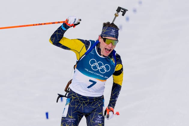 Milano Cortina 2026, biathlon, men, pursuit 12.5 km, Olympic champion Martin Ponsiluoma wins