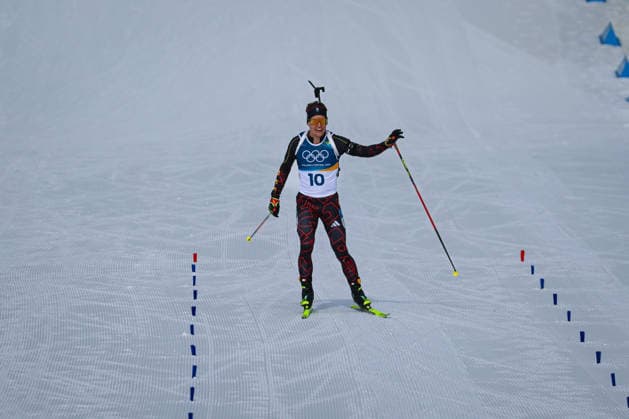 Antholz, Italien 15. Februar 2026: Biathlon Verfolgung Männer 12,5 km - Olympia 2026 Im Bild: Philipp Horn (GER) im Zielbereich. Anterselva Biathlon Arena *** Antholz, Italy 15 February 2026 Biathlon Pursuit Men 12.5 km Olympic Games 2026 In the picture Philipp Horn GER in the finish area Anterselva Biathlon Arena Copyright: xFotostandx xHettichx