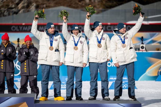 260215 Bronze medalists Emil Hegle Svendsen Ole Einar Bjorndalen, Johannes Thingnes Bo and Tarjei Bo of Norway during a retroactive medal ceremony for the Sochi 2014 Winter Olympics, Biathlon men 4x7.5km relay during day 9 of the 2026 Winter Olympics on February 15, 2026 in Anterselva. Photo: Jon Olav Nesvold BILDBYRAN COP 217 MB1329 skidskytte biathlon skiskyting Olympic Games, Olympische Spiele, Olympia, OS olympics winter olympics os ol olympiska spel vinter-os olympiske leker milano cortina 2026 milan cortina 2026 milano cortina 2026 olympic games milano cortina 2026 winter olympic games milano cortina-os milano cortina-ol vinter-ol 9 bbeng pursuit jaktstart *** 260215 Bronze medalists Emil Hegle Svendsen Ole Einar Bjorndalen, Johannes Thingnes Bo and Tarjei Bo of Norway during a retroactive medal ceremony for the Sochi 2014 Winter Olympics, Biathlon men 4x7 5km relay during day 9 of the 2026 Winter Olympics on February 15, 2026 in Anterselva Photo Jon Olav Nesvold BILDBYRAN COP 217 MB1329 biathlon biathlon olympic games olympics winter olympics os ol olympic games winter os olympic games milano cortina 2026 milan cortina 2026 milan cortina 2026 milan cortina 2026 olympic games milano cortina 2026 winter olympic games milano cortina os milano cortina ol winter ol 9 bbeng pursuit chase start  Copyright: JONxOLAVxNESVOLD BB260215JE070