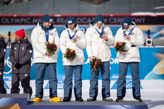 260215 Bronze medalists Emil Hegle Svendsen Ole Einar Bjorndalen, Johannes Thingnes Bo and Tarjei Bo of Norway during a retroactive medal ceremony for the Sochi 2014 Winter Olympics, Biathlon men 4x7.5km relay during day 9 of the 2026 Winter Olympics on February 15, 2026 in Anterselva. Photo: Jon Olav Nesvold BILDBYRAN COP 217 MB1329 skidskytte biathlon skiskyting Olympic Games, Olympische Spiele, Olympia, OS olympics winter olympics os ol olympiska spel vinter-os olympiske leker milano cortina 2026 milan cortina 2026 milano cortina 2026 olympic games milano cortina 2026 winter olympic games milano cortina-os milano cortina-ol vinter-ol 9 bbeng pursuit jaktstart *** 260215 Bronze medalists Emil Hegle Svendsen Ole Einar Bjorndalen, Johannes Thingnes Bo and Tarjei Bo of Norway during a retroactive medal ceremony for the Sochi 2014 Winter Olympics, Biathlon men 4x7 5km relay during day 9 of the 2026 Winter Olympics on February 15, 2026 in Anterselva Photo Jon Olav Nesvold BILDBYRAN COP 217 MB1329 biathlon biathlon olympic games olympics winter olympics os ol olympic games winter os olympic games milano cortina 2026 milan cortina 2026 milan cortina 2026 milan cortina 2026 olympic games milano cortina 2026 winter olympic games milano cortina os milano cortina ol winter ol 9 bbeng pursuit chase start  Copyright: JONxOLAVxNESVOLD BB260215JE072
