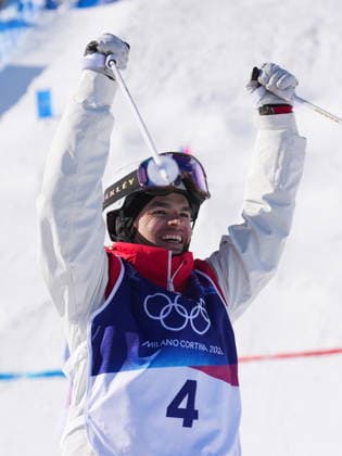 February 15, 2026, Livigno, Italy: Canada s Mikael Kingsbury (4) reacts after competing during the men s freestyle skiing dual moguls finals at the 2026 Winter Olympics, in Livigno, Italy, Sunday, Feb. 15, 2026. Canada News - February 15, 2026  - ZUMAc35_ 20260215_zaf_c35_018 Copyright: xSeanxKilpatrickx