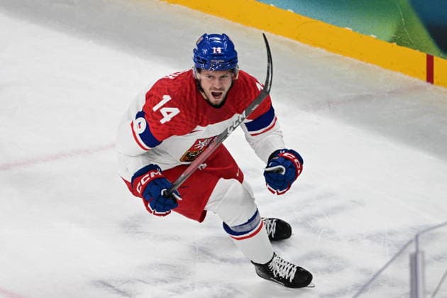 XXV Winter Olympic Games, Olympische Spiele, Olympia, OS in Milan, Italy, on February 15, 2026. Men s Ice hockey, Eishockey Group A, Switzerland vs Czech Republic. Filip Chlapik (CZE) celebrates his goal (0:1). (CTKxPhoto MichalxKamaryt) CTKPhotoP2026021503011  CTKPhotoP2026021503011
