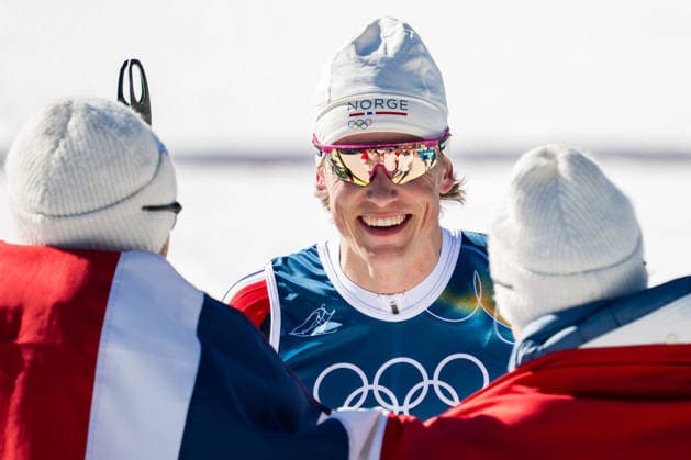 260215 Emil Iversen, Martin Lowstrom Nyenget, Einar Hedegart and Johannes Hosflot Klaebo of Norway celebrate after winning the men s 4 x 7.5km relay cross-country skiing race during day 9 of the 2026 Winter Olympics on February 15, 2026 in Val di Fiemme. Photo: Maxim Thore BILDBYRAN kod MT MT0983 skidor cross-country skiing langrenn Olympic Games, Olympische Spiele, Olympia, OS olympics winter olympics os ol olympiska spel vinter-os olympiske leker milano cortina 2026 milan cortina 2026 milano cortina 2026 olympic games milano cortina 2026 winter olympic games milano cortina-os milano cortina-ol vinter-ol 9 bbeng herr stafett norge jubel *** 260215 Emil Iversen, Martin Lowstrom Nyenget, Einar Hedegart and Johannes Hosflot Klaebo of Norway celebrate after winning the men s 4 x 7 5km relay cross country skiing race during day 9 of the 2026 Winter Olympics on February 15, 2026 in Val di Fiemme Photo Maxim Thore BILDBYRAN kod MT MT0983 skidor cross country skiing langrenn olympic games olympics winter olympics os ol olympiska spel vinter os olympiske leker milano cortina 2026 milan cortina 2026 milano cortina 2026 olympic games milano cortina 2026 winter olympic games milano cortina os milano cortina ol vinter ol 9 bbeng herr relay norge jubel  Copyright: MAXIMxTHORE BB260215MT061