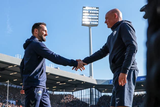 15 02 2026, Football, Season 2025 2026, 2 Bundesliga, 22 Matchday, VfL Bochum 1848 SC Paderborn 07, f l Coach Ralf Kettemann SC Paderborn 07 , Coach Uwe Rösler VfL Bochum 1848 , Bochum Vonovia Ruhrstadion NRW Germany xRHR PHOTO DEx Copyright: DennisxEwert RHR-FOTOx RHR-FOTO DE