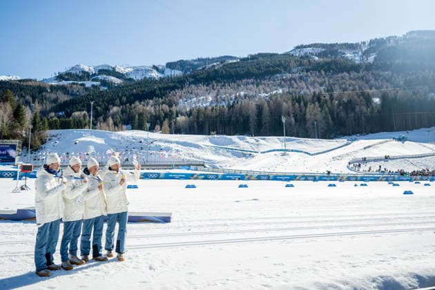 260215 Emil Iversen, Martin Lowstrom Nyenget, Einar Hedegart and Johannes Hosflot Klaebo of Norway celebrate with their gold medals after the men s 4 x 7.5km relay cross-country skiing race during day 9 of the 2026 Winter Olympics on February 15, 2026 in Val di Fiemme. Photo: Maxim Thore BILDBYRAN kod MT MT0983 skidor cross-country skiing langrenn Olympic Games, Olympische Spiele, Olympia, OS olympics winter olympics os ol olympiska spel vinter-os olympiske leker milano cortina 2026 milan cortina 2026 milano cortina 2026 olympic games milano cortina 2026 winter olympic games milano cortina-os milano cortina-ol vinter-ol 9 bbeng herr stafett jubel norge guld gull gold os-guld ol-gull *** 260215 Emil Iversen, Martin Lowstrom Nyenget, Einar Hedegart and Johannes Hosflot Klaebo of Norway celebrate with their gold medals after the men s 4 x 7 5km relay cross country skiing race during day 9 of the 2026 Winter Olympics on February 15, 2026 in Val di Fiemme Photo Maxim Thore BILDBYRAN kod MT MT0983 skidor cross country skiing langrenn olympic games olympics winter olympics os ol olympiska spel vinter os olympiske leker milano cortina 2026 milan cortina 2026 milano cortina 2026 olympic games milano cortina 2026 winter olympic games milano cortina os milano cortina ol vinter ol 9 bbeng herr stafett jubel norge guld gull gold os guld ol gull  Copyright: MAXIMxTHORE BB260215MT102