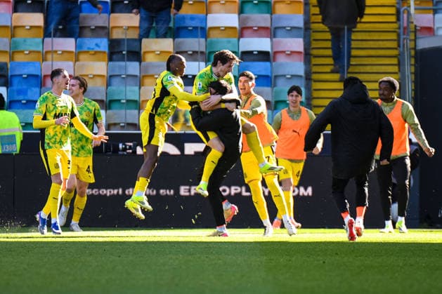 Sassuolo s Andrea Pinamonti celebrates after scoring a goal during Udinese Calcio vs US Sassuolo, Italian soccer Serie A match in Udine, Italy, February 15 2026  Copyright: xEttorexGriffoni IPAxSportx xipa-agency.netx xx IPA_71547986 IPA_Agency_IPA71547986