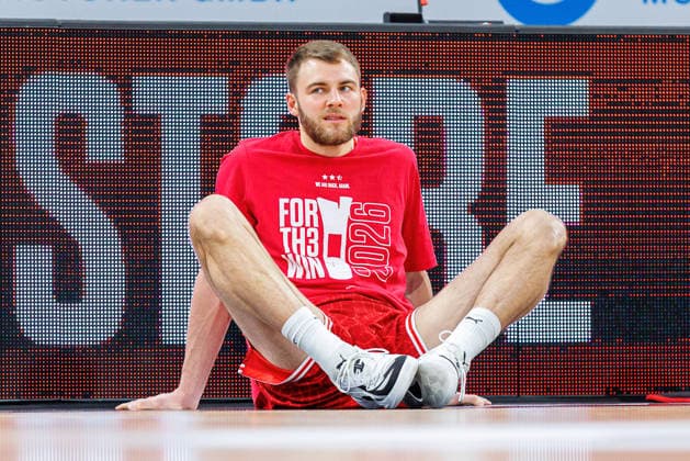 Moritz Krimmer BMA365 Bamberg Baskets, 27 , single picture, single photo, portrait, portraet, warm up, before the start of the match, BMA365 Bamberg Baskets vs ALBA Berlin, Basketball, easyCredit BBL, Matchday 20, 15 02 2026 BMA365 Bamberg Baskets vs ALBA Berlin, Basketball, easyCredit BBL, Matchday 20, 15 02 2026 Bamberg Copyright: xEibner-Pressefoto G.xSantemizx EP_EER