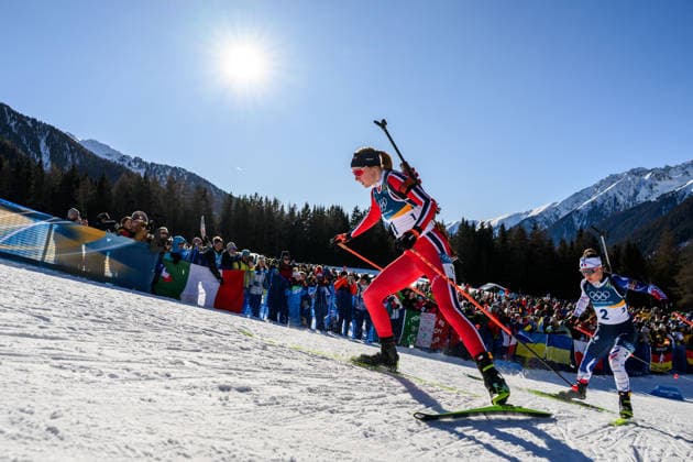 260215 Maren Kirkeeide of Norway and Oceane Michelon of France competes in women s biathlon 10 km pursuit during day 9 of the 2026 Winter Olympics on February 15, 2026 in Anterselva. Photo: Jon Olav Nesvold BILDBYRAN COP 217 MB1330 skidskytte biathlon skiskyting Olympic Games, Olympische Spiele, Olympia, OS olympics winter olympics os ol olympiska spel vinter-os olympiske leker milano cortina 2026 milan cortina 2026 milano cortina 2026 olympic games milano cortina 2026 winter olympic games milano cortina-os milano cortina-ol vinter-ol 9 bbeng pursuit jaktstart *** 260215 Maren Kirkeeide of Norway and Oceane Michelon of France competes in women s biathlon 10 km pursuit during day 9 of the 2026 Winter Olympics on February 15, 2026 in Anterselva Photo Jon Olav Nesvold BILDBYRAN COP 217 MB1330 biathlon biathlon olympic games olympics winter olympics os ol olympiska spel vinter os olympiske leker milano cortina 2026 milan cortina 2026 milano cortina 2026 olympic games milano cortina 2026 winter olympic games milano cortina os milano cortina ol vinter ol 9 bbeng pursuit jaktstart  Copyright: JONxOLAVxNESVOLD BB260215JE094