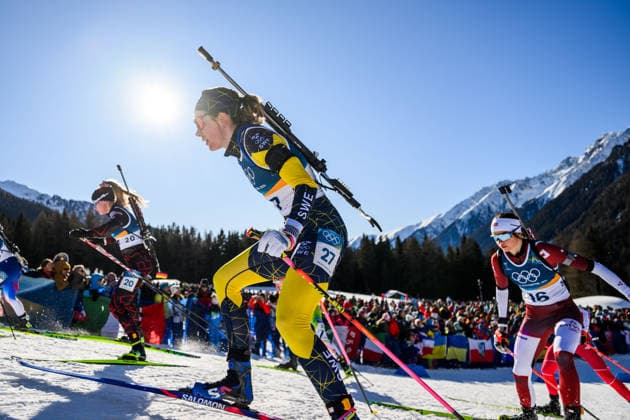 260215 Elvira Öberg of Sweden and Estere Volfa of Latvia competes in women s biathlon 10 km pursuit during day 9 of the 2026 Winter Olympics on February 15, 2026 in Anterselva. Photo: Jon Olav Nesvold BILDBYRAN COP 217 MB1330 skidskytte biathlon skiskyting Olympic Games, Olympische Spiele, Olympia, OS olympics winter olympics os ol olympiska spel vinter-os olympiske leker milano cortina 2026 milan cortina 2026 milano cortina 2026 olympic games milano cortina 2026 winter olympic games milano cortina-os milano cortina-ol vinter-ol 9 bbeng pursuit jaktstart *** 260215 Elvira Öberg of Sweden and Estere Volfa of Latvia competes in women s biathlon 10 km pursuit during day 9 of the 2026 Winter Olympics on February 15, 2026 in Anterselva Photo Jon Olav Nesvold BILDBYRAN COP 217 MB1330 biathlon biathlon olympic games olympics winter olympics os ol olympiska spel vinter os olympiske leker milano cortina 2026 milan cortina 2026 milano cortina 2026 olympic games milano cortina 2026 winter olympic games milano cortina os milano cortina ol vinter ol 9 bbeng pursuit jaktstart  Copyright: JONxOLAVxNESVOLD BB260215JE102