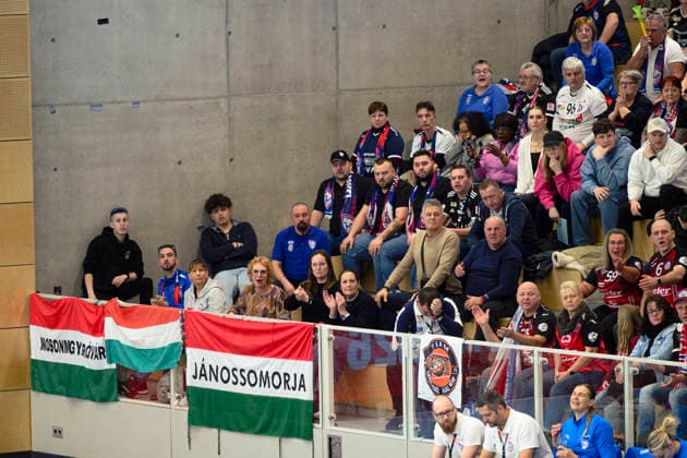 Numerous fans of the guests have traveled with GER, Thueringer HC vs Motherson Mosonmagyarovari KC , Handball, EHF European League Women, Group Phase , Season 2025 2026, 15 02 2026 GER, Thueringer HC vs Motherson Mosonmagyarovari KC , Handball, EHF European League Women, Group Phase , Season 2025 2026, 15 02 2026 Bad Langensalza Copyright: xEibner-Pressefoto MartinxHerbstx EP_MHT