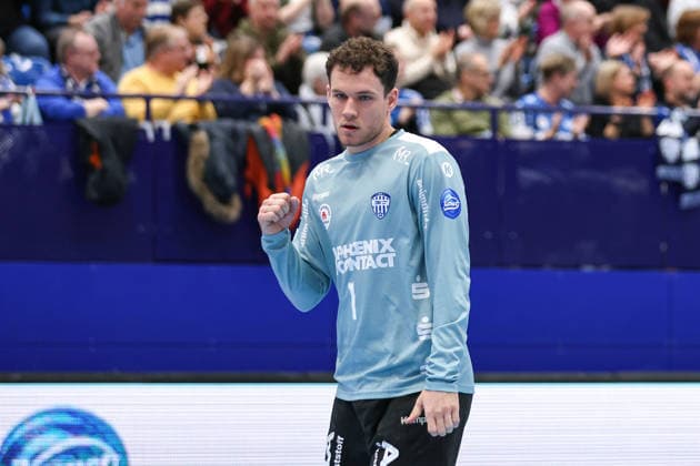 15 02 2026, xKWIx, Handball, DAIKIN HBL, TBV Lemgo Lippe HC Erlangen, PHOENIX CONTACT arena Constantin Möstl TBV Lemgo Lippe 1 Photo xKamilxWilkowskixPressefotoKochx NRW Germany