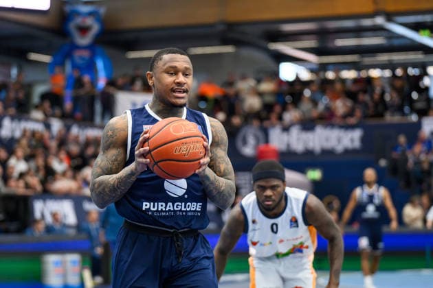 Charles Callison MBC, 23 , Syntainics MBC vs Rostock Seawolves, Basketball, 1 Bundesliga, Men, 20 Matchday Main Round, Season 2025 26, 15 02 2026 Weißenfels Stadthalle Sachsen Anhalt Germany