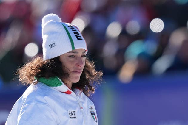 celebrate with gold medal s winner Italy s Federica Brignone Alpine Skiing Women s Giant Slalom at the Milano Cortina 2026 Winter Olympics, in Cortina (Italy) February 15 , 2026 (Spada LaPresse)  Copyright: xSpada LaPressex