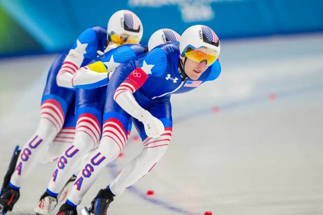 2026-02-15 - Milano Cortina 2026 Winter Olympics Speed skating, Eisschnelllauf Men s Team Pursuit MILAN, ITALY - FEBRUARY 15: Casey Dawson of United States of America, Emery Lehman of United States of America, Ethan Cepuran of United States of America during the Speed Skating Men s Team Pursuit Quarterfinals of the Milano Cortina 2026 Winter Olympics at the Milano Speed Skating Arena on February 15, 2026 in Milan, Italy Milan Milano Speed Skating Arena Italy Content not available for redistribution in The Netherlands directly or indirectly through any third parties. Copyright: xAndrexWeeningx