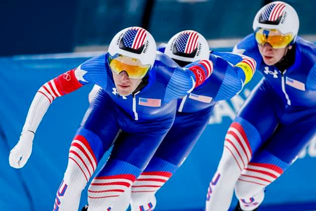 Cepuran of United States of America and Casey Dawson of United States of America and Emery Lehman of United States of America Men s Team Pursuit Quarterfinals, Milano Cortina 2026 Winter Olympics: Day 9, Speed skating, Eisschnelllauf - Milano Cortina 2026 Winter Olympics: Day 9, Milano Speed Skating Stadium, February 15, 2026, Milan, Italy.