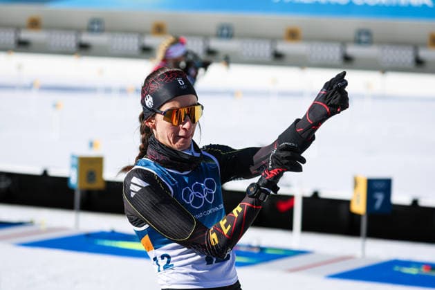 Antholz, Italien 15. Februar 2026: Biathlon Verfolgung Frauen 12,5 km - Olympia 2026 Im Bild: Vanessa Voigt (GER) Anterselva Biathlon Arena *** Antholz, Italy 15 February 2026 Biathlon Pursuit Women 12.5 km Olympic Games 2026 In the picture Vanessa Voigt GER Anterselva Biathlon Arena Copyright: xFotostandx xHettichx
