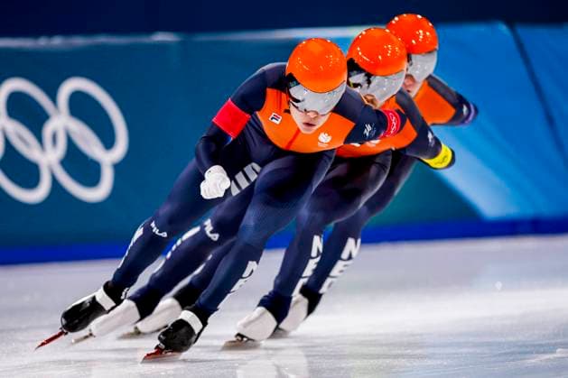 Marcel Bosker of the Netherlands and Chris Huizinga of the Netherlands and Stijn Van De Bunt of the Netherlands Men s Team Pursuit Quarterfinals, Milano Cortina 2026 Winter Olympics: Day 9, Speed skating, Eisschnelllauf - Milano Cortina 2026 Winter Olympics: Day 9, Milano Speed Skating Stadium, February 15, 2026, Milan, Italy.