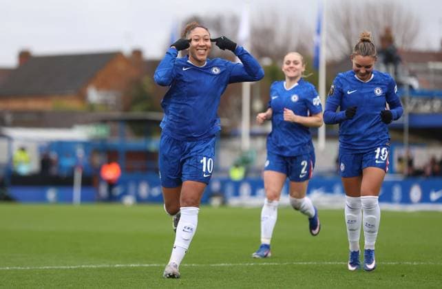 LONDON, ENGLAND, FEBRUARY 15: GOAL 2-0, Lauren James of Chelsea Women goal celebration after scoring a goal to put Chelsea Women 2-0 ahead during the Women s Super League match between Chelsea Women FC and Liverpool Women FC at Kingsmeadow Stadium in London, England, on February 16, 2026. (Photo by Daniel Weir) Copyright: xDanielxWeir SPPx Sportspressphoto_SPR93118