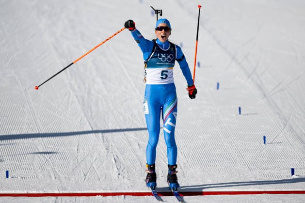 XXV Winter Olympic Games, Olympische Spiele, Olympia, OS in Anterselva, Italy, on February 15, 2026. Biathlon Women s 10km Pursuit. Lisa Vittozzi from Italy celebrates victory. (CTKxPhoto OndrejxDeml) CTKPhotoP2026021505649  CTKPhotoP2026021505649