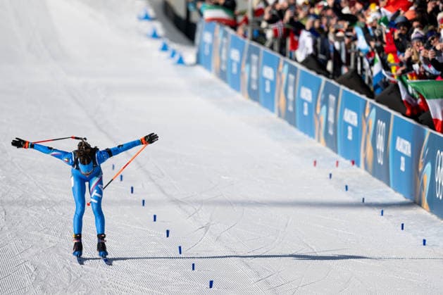 XXV Winter Olympic Games, Olympische Spiele, Olympia, OS in Anterselva, Italy, on February 15, 2026. Biathlon Women s 10km Pursuit. Lisa Vittozzi from Italy celebrates victory. (CTKxPhoto OndrejxDeml) CTKPhotoP2026021505700  CTKPhotoP2026021505700