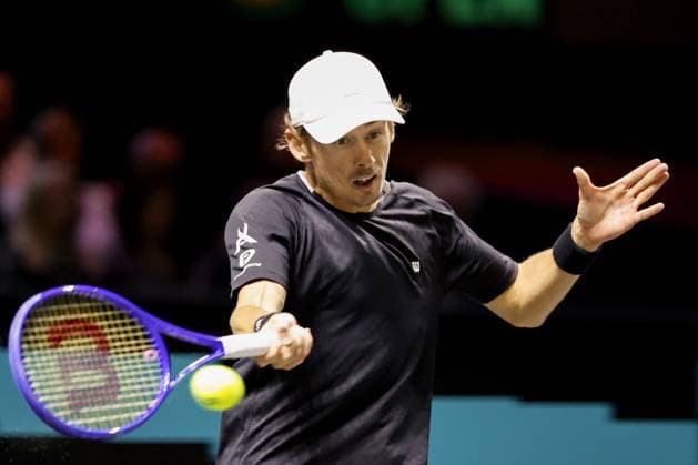 ROTTERDAM - Alex de Minaur (Australia) in action against Felix Auger-Aliassime (Canada) during the singles final on the final day of the ABN AMRO tennis tournament in Ahoy Rotterdam. BAS CZERWINSKI ANP xVIxANPxSportx xxANPxIVx 550793121 originalFilename: 550793121.jpg