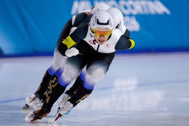 2026-02-15 Speed skating, Eisschnelllauf - Milano Cortina 2026 Winter Olympics - Day 9 MILAN, ITALY - FEBRUARY 15: Motonaga Arito of Japan, Shomu Sasaki of Japan, Kazuya Yamada of Japan competing in the Men s Team Pursuit during Day 9 of Speed Skating - Milano Cortina 2026 Winter Olympics at Milano Speed Skating Stadium on February 15, 2026 in Milan, Italy. (Photo by Joris Verwijst BSR Agency) Milan Italy Content not available for redistribution in The Netherlands directly or indirectly through any third parties. Copyright: xBSRxAgencyx