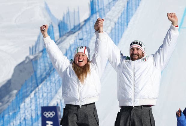Milano Cortina 2026 - XXV Olympic Winter games, Winterspiele,Spiele, Summer games Livigno - Italy Mixed Team Snowboard Cross Image Show: Silver Medal ITA SOMMARIVA Lorenzo MOIOLI Michela  Copyright: xSergioxBisi IPAxSportx xipa-agency.netx xx IPA_71558830 IPA_Agency_IPA71558830