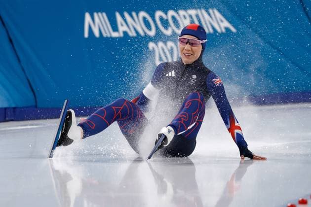 MILAN , 15-02-2026 , Milano Speed skating, Eisschnelllauf Stadium , Olympic Winter games, Winterspiele,Spiele, Summer games 2026 - Speed Skating 500m ladies , Picture shows Ellia Smeding Olympic Winter Games 2026 - Speed Skating 500m ladies  x201628101x Copyright: