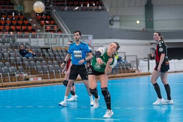 Chantal Reimbold SG 09 Kirchhof, 11 on seven-meter TSV Bayer 04 Leverkusen vs SG 09 Kirchhof, Handball, ALSCO Handball Bundesliga Women, Matchday 18, Season 2025 2026, 15 02 2026 TSV Bayer 04 Leverkusen vs SG 09 Kirchhof, Handball, ALSCO Handball Bundesliga Women, Matchday 18, Season 2025 2026, 15 02 2026 Leverkusen Copyright: xEibner-Pressefoto ThomasxHaeslerx EP_THR