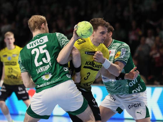 GER HBL Season 2025 2026 FÜCHSE Berlin vs TV Stuttgart, 15 02 26, Max Schmeling Halle, Berlin, Matthes LANGHOFF Füchse Berlin 25 , Max HÄFNER TVB Stuttgart 3 , Max DARJ Füchse Berlin 5