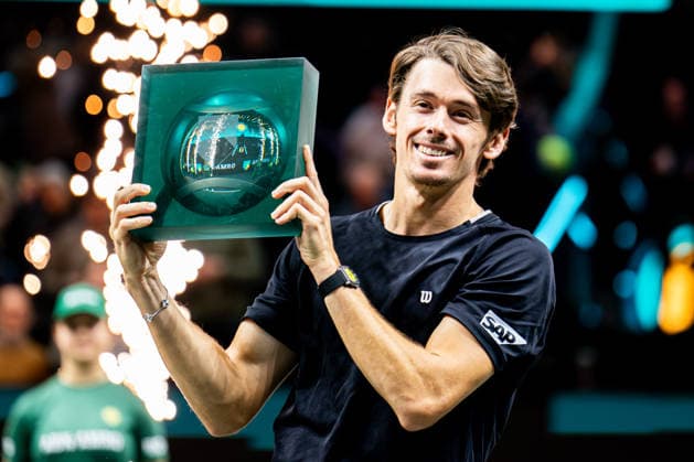 2026-02-15 ABN AMRO Open - Day Seven ROTTERDAM, NETHERLANDS - FEBRUARY 15: Alex de Minaur wins ABN AMRO Open 2026 during Day Seven of the ABN AMRO Open at Rotterdam Ahoy on February 15, 2026 in Rotterdam, Netherlands. (Photo by Gabriel Calvino Alonso BSR Agency) Rotterdam Netherlands Content not available for redistribution in The Netherlands directly or indirectly through any third parties. Copyright: xBSRxAgencyx