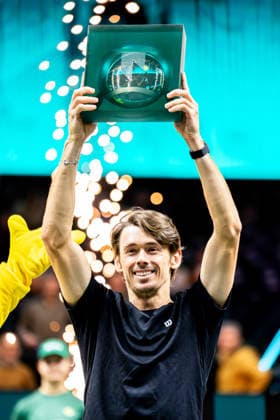 2026-02-15 ABN AMRO Open - Day Seven ROTTERDAM, NETHERLANDS - FEBRUARY 15: Alex de Minaur wins ABN AMRO Open 2026 during Day Seven of the ABN AMRO Open at Rotterdam Ahoy on February 15, 2026 in Rotterdam, Netherlands. (Photo by Gabriel Calvino Alonso BSR Agency) Rotterdam Netherlands Content not available for redistribution in The Netherlands directly or indirectly through any third parties. Copyright: xBSRxAgencyx