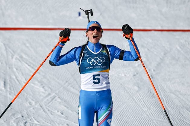 ITALY, TRENTINO-SOUTH TYROL - FEBRUARY 15, 2026: Lisa Vittozzi of Italy wins the women s 10km pursuit race during the 2026 Winter Olympic Games, Olympische Spiele, Olympia, OS at the Antholz-Anterselva Biathlon Arena. Mikhail Tereshchenko TASS  88759093