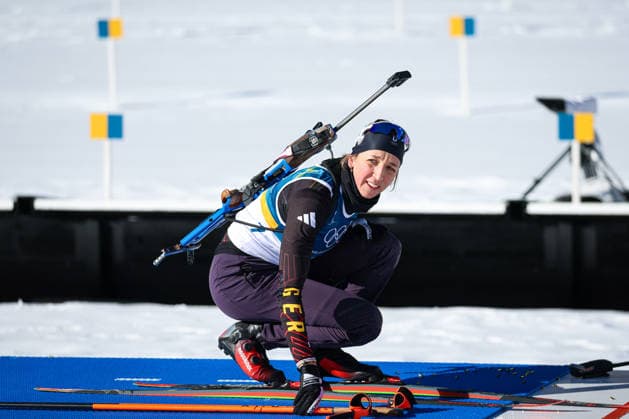 Antholz, Italien 15. Februar 2026: Biathlon Verfolgung Frauen 12,5 km - Olympia 2026 Im Bild: Franziska Preuss (GER) Anterselva Biathlon Arena *** Antholz, Italy 15 February 2026 Biathlon Pursuit Women 12.5 km Olympic Games 2026 In the picture Franziska Preuss GER Anterselva Biathlon Arena Copyright: xFotostandx xHettichx