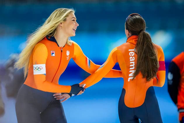 2026-02-15 - Milano Cortina 2026 Winter Olympics 500m Women MILAN, ITALY - FEBRUARY 15: Jutta Leerdam of Netherlands, Femke Kok of Netherlands during the 500m Women Milano Cortina 2026 Winter Olympics at the Milano Speed skating, Eisschnelllauf Arena on February 15, 2026 in Milan, Italy Milan Milano Speed Skating Arena Italy Content not available for redistribution in The Netherlands directly or indirectly through any third parties. Copyright: xAndrexWeeningx