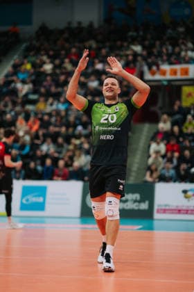 Jeffrey Klok Barock Volleys MTV Ludwigsburg, 20 cheers about the point, Barock Volleys MTV Ludwigsburg vs Berlin Recycling Volleys, Volleyball, 1 Bundesliga, 22 Matchday, Season 2025 2026, 15 02 2026, Barock Volleys MTV Ludwigsburg vs Berlin Recycling Volleys, Volleyball, 1 Bundesliga, 22 Matchday, Season 2025 2026, 15 02 2026, Ludwigsburg Copyright: xEibner-Pressefoto LarsxNeumannx EP_LNN