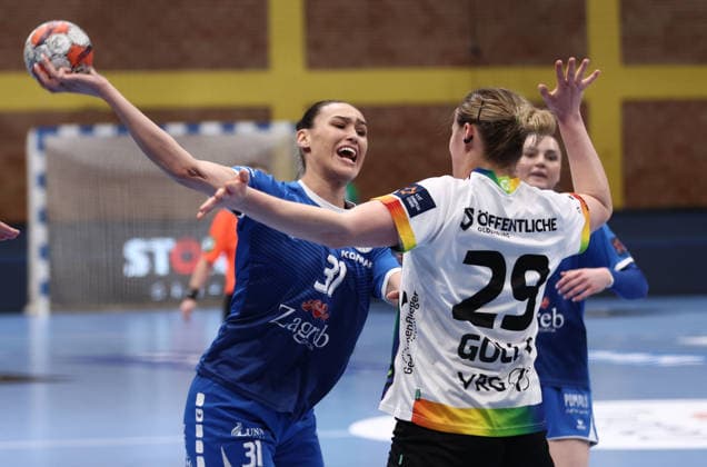 HC Lokomotiva v Vfl Oldenburg - EHF European League Women ZAGREB, CROATIA - FEBRUARY 15: Andrea Sedloska of HC Lokomotiva in action during the EHF European League Women - Group Phase match between HC Lokomotiva and Vfl Oldenburg at Sports Hall Sutinska Vrela on February 15, 2026 in Zagreb, Croatia.  JosipxMikacic PIXSELL