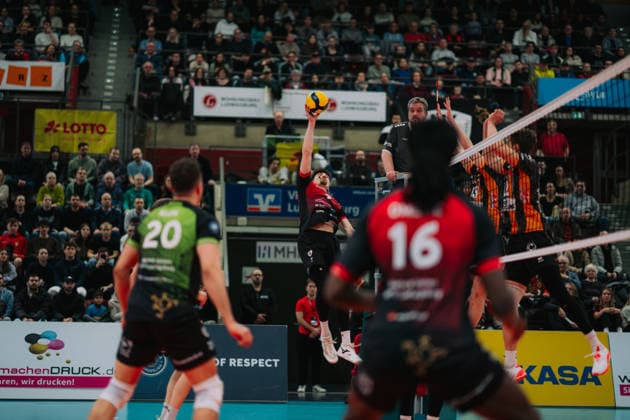 Tim Koepfli Barock Volleys MTV Ludwigsburg, 07 on attack, Barock Volleys MTV Ludwigsburg vs Berlin Recycling Volleys, Volleyball, 1 Bundesliga, 22 Matchday, Season 2025 2026, 15 02 2026, Barock Volleys MTV Ludwigsburg vs Berlin Recycling Volleys, Volleyball, 1 Bundesliga, 22 Matchday, Season 2025 2026, 15 02 2026, Ludwigsburg Copyright: xEibner-Pressefoto LarsxNeumannx EP_LNN