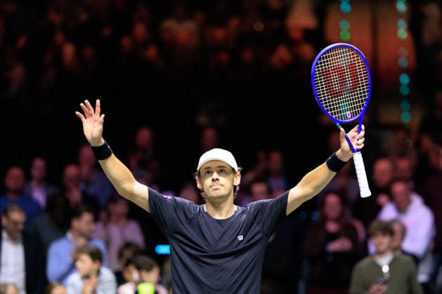 2026-02-15 ABN AMRO Open ROTTERDAM, NETHERLANDS - FEBRUARY 15: Alex de Minaur of Australia during the Final at the ABN AMRO Open at Ahoy on February 15, 2026 in Rotterdam, Netherlands. Rotterdam Ahoy Netherlands Content not available for redistribution in The Netherlands directly or indirectly through any third parties. Copyright: xMarcelxvanxPlateringenx